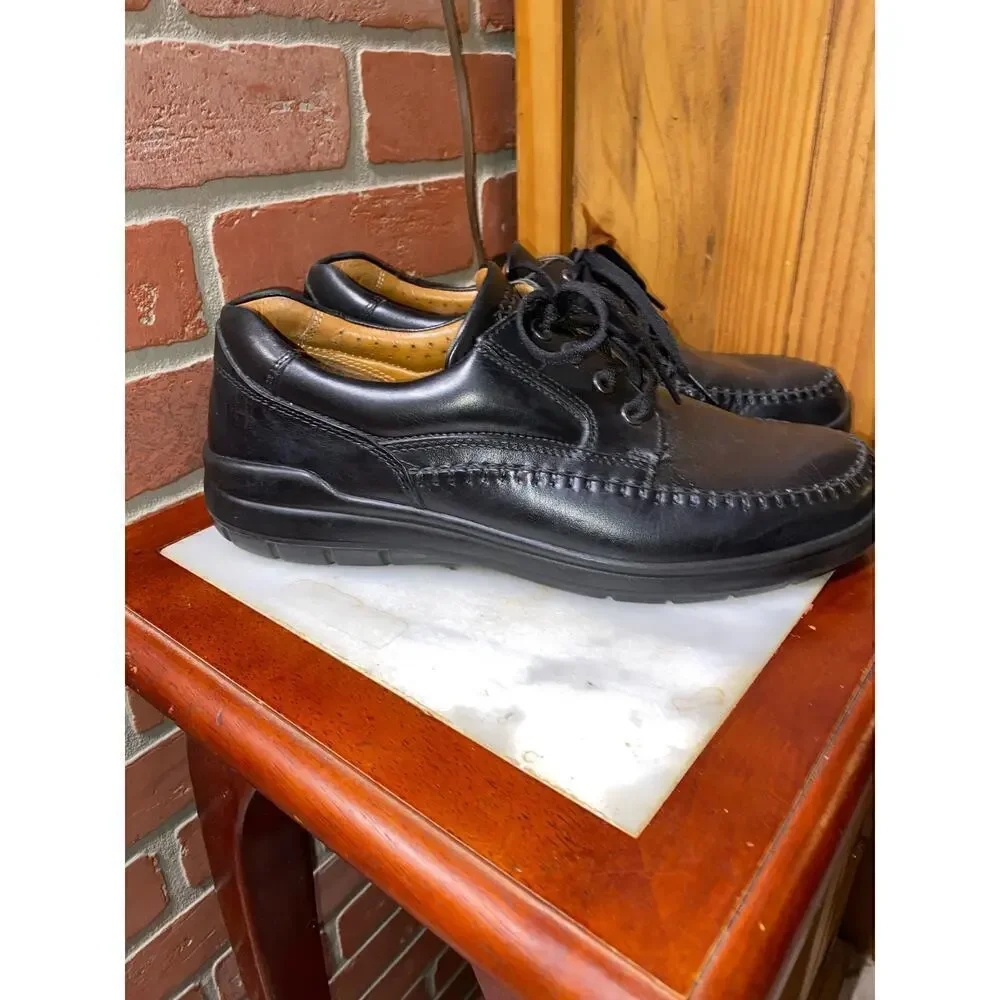 Men's ECCO Fusion Lace Comfort Leather Shoes Black Size 10M - Picture 4 of 9
